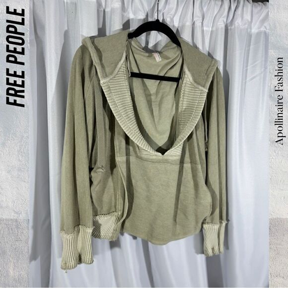 FP Movement by Free People Tops - FP MOVEMENT WRAP V NECK HOODIE PULLOVER NWOT IN MOSS MEDIUM